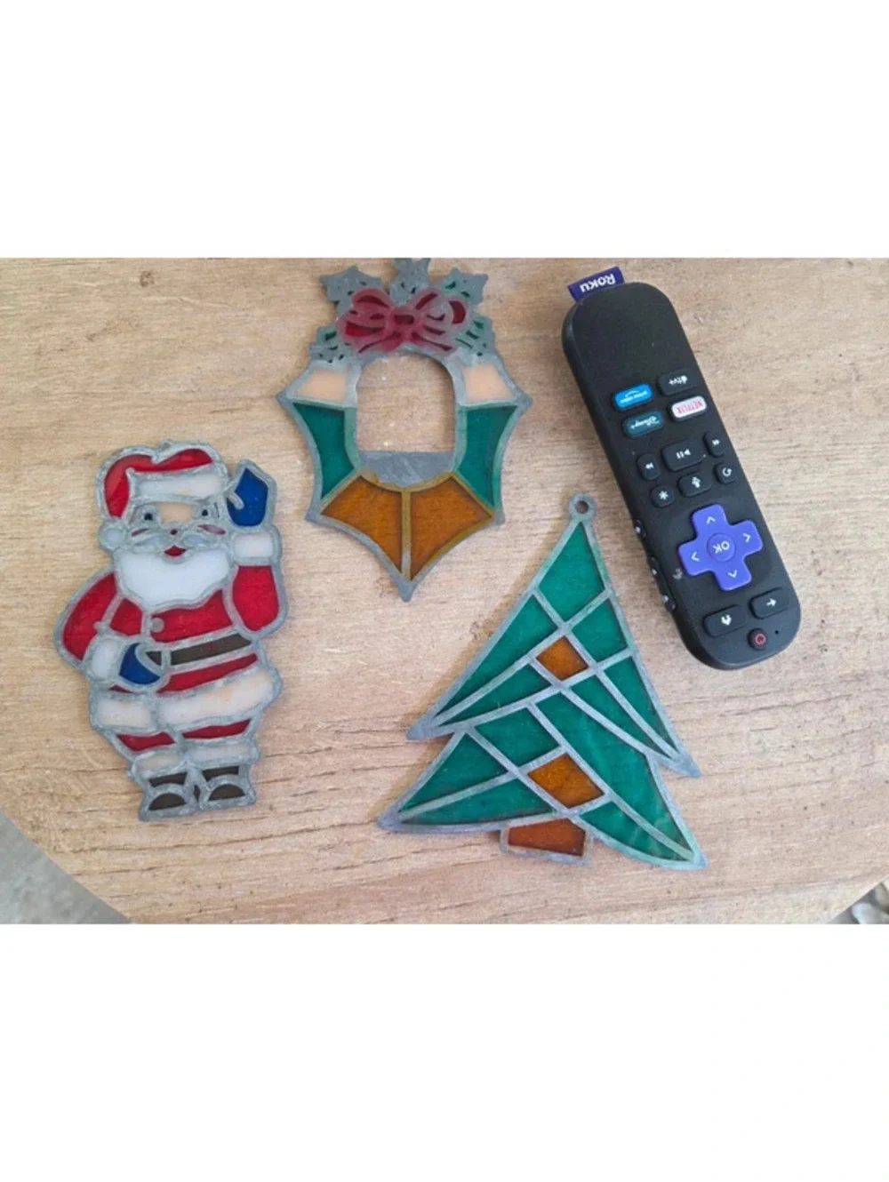 VTG Faux stained glass ornaments.